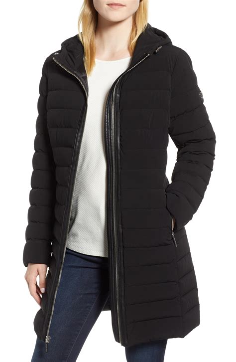 michael kors long quilted coat|Michael Kors water resistant jacket.